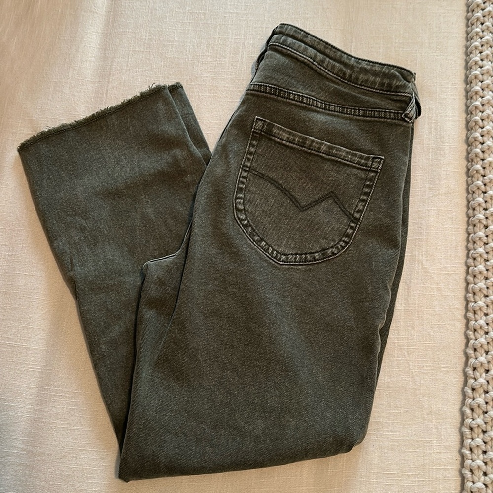 Cleo + Wolf dark green straight jean